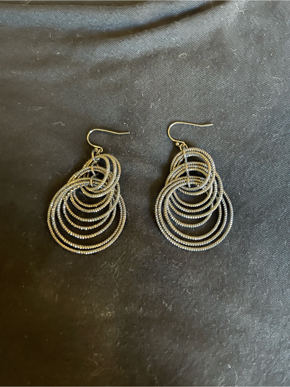 Lia Sophia Multi-Layered Hoop Drop Earrings - Silver and Black